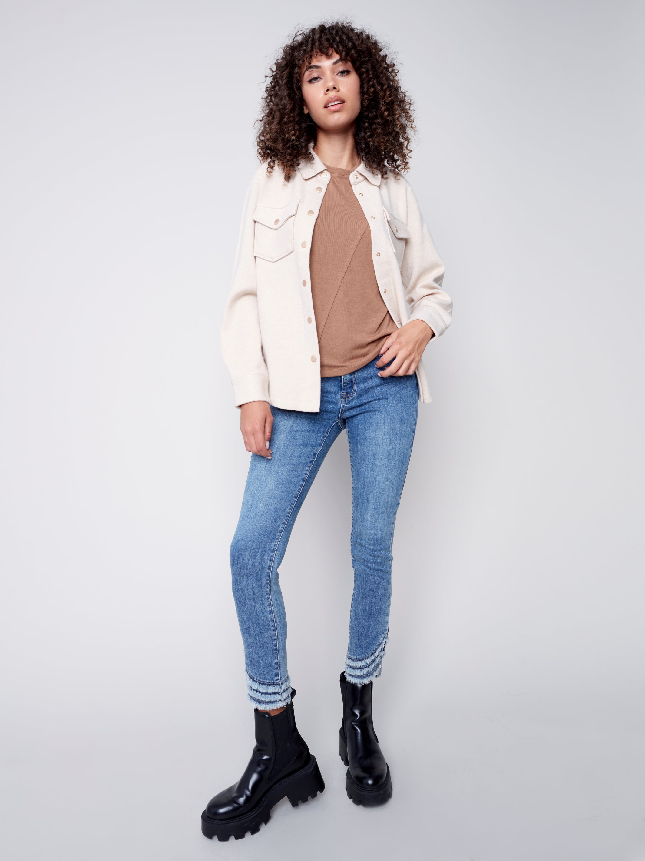 Knit Shirt Jacket With Pockets C6286/739B 537