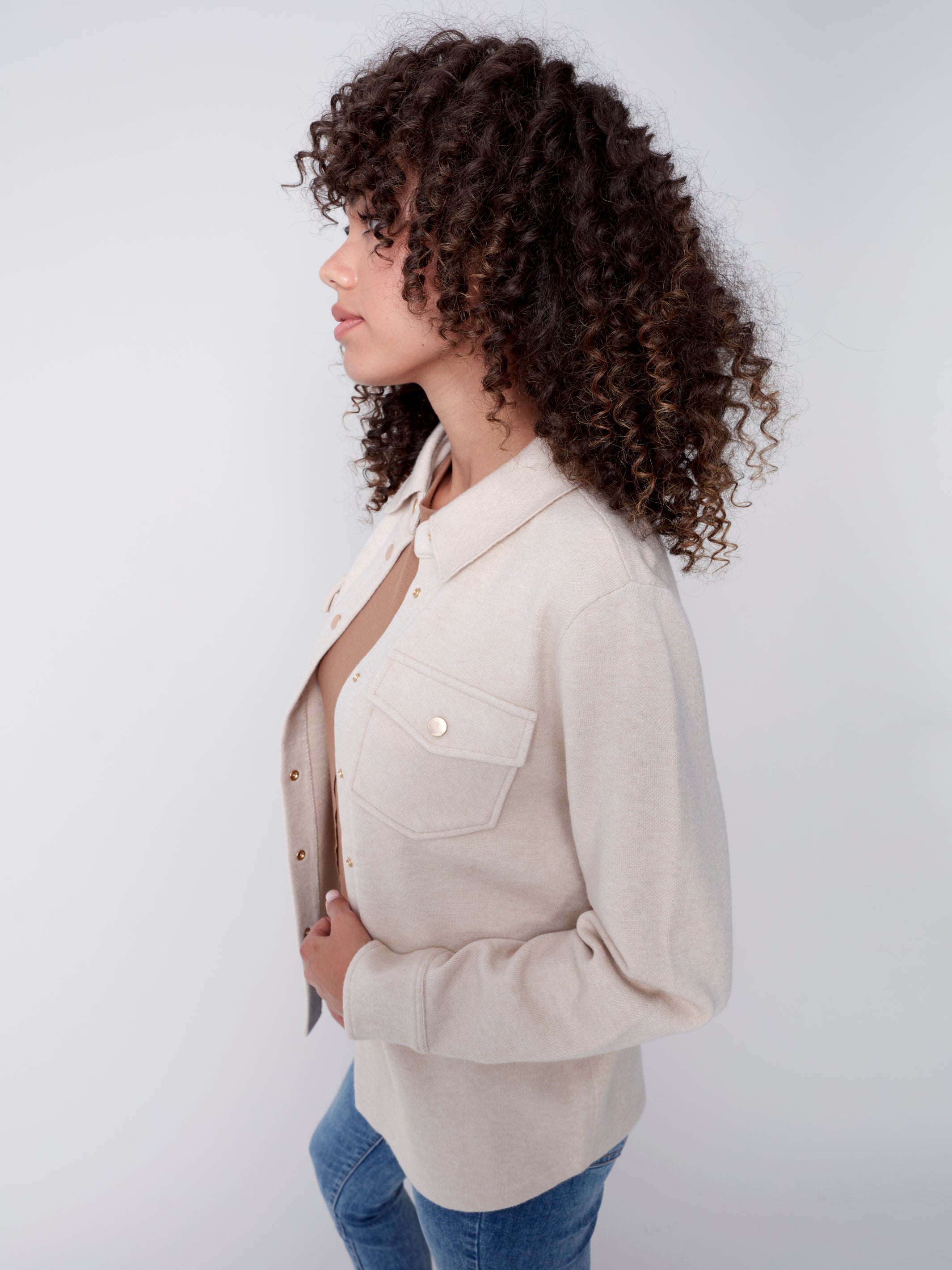 Knit Shirt Jacket With Pockets C6286/739B 537