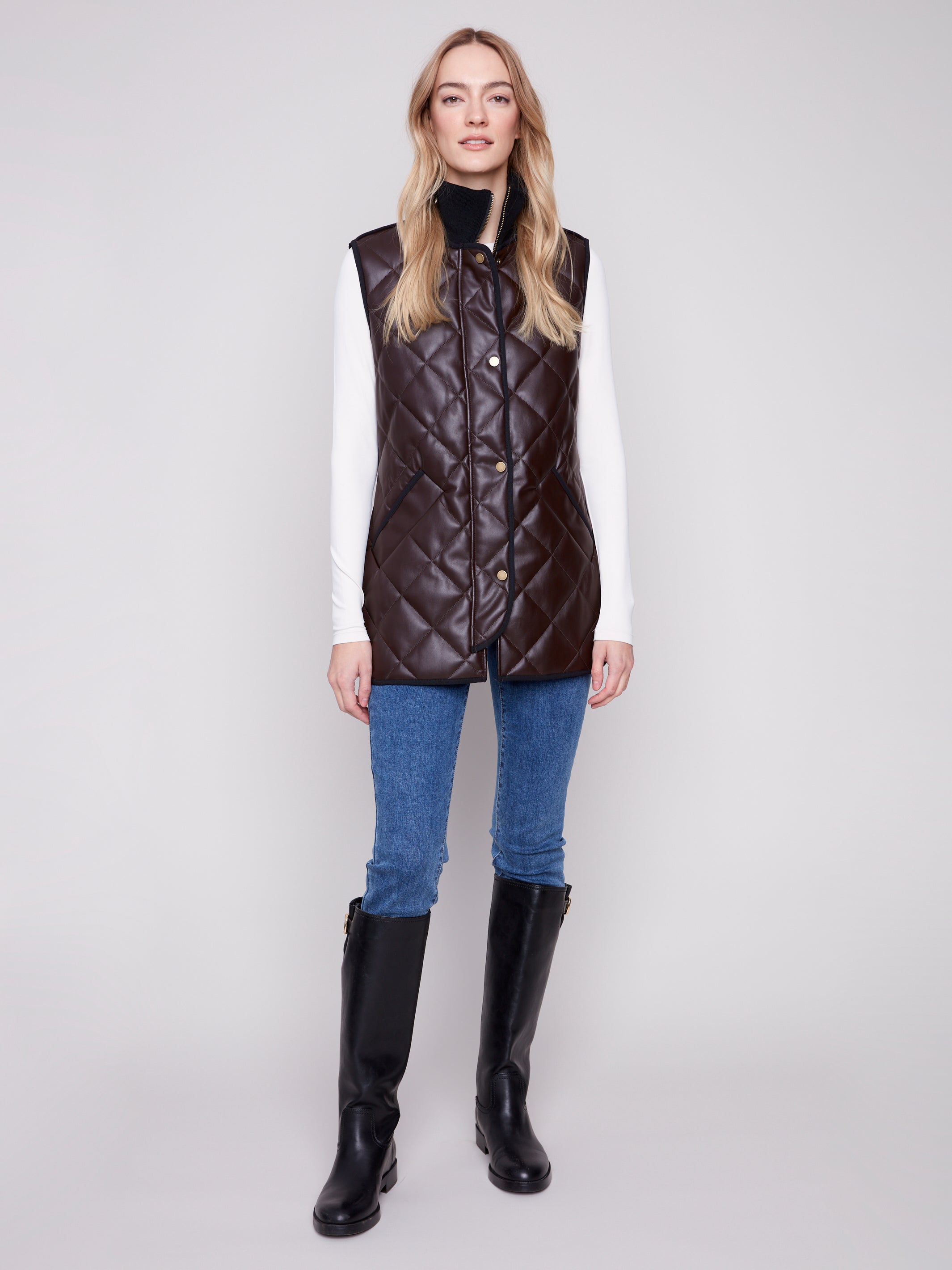 Faux Leather Vest C6321R/945B