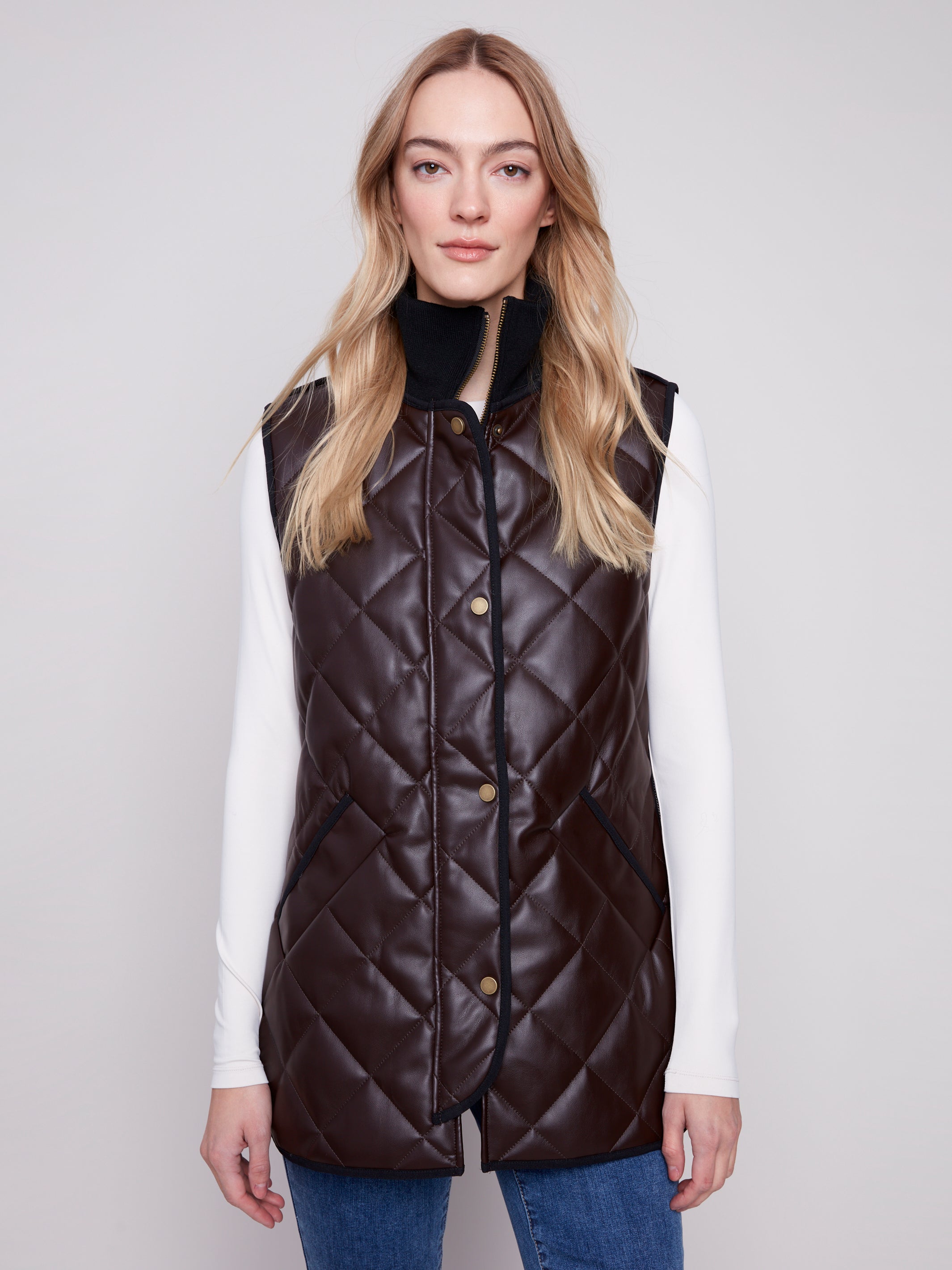 Faux Leather Vest C6321R/945B