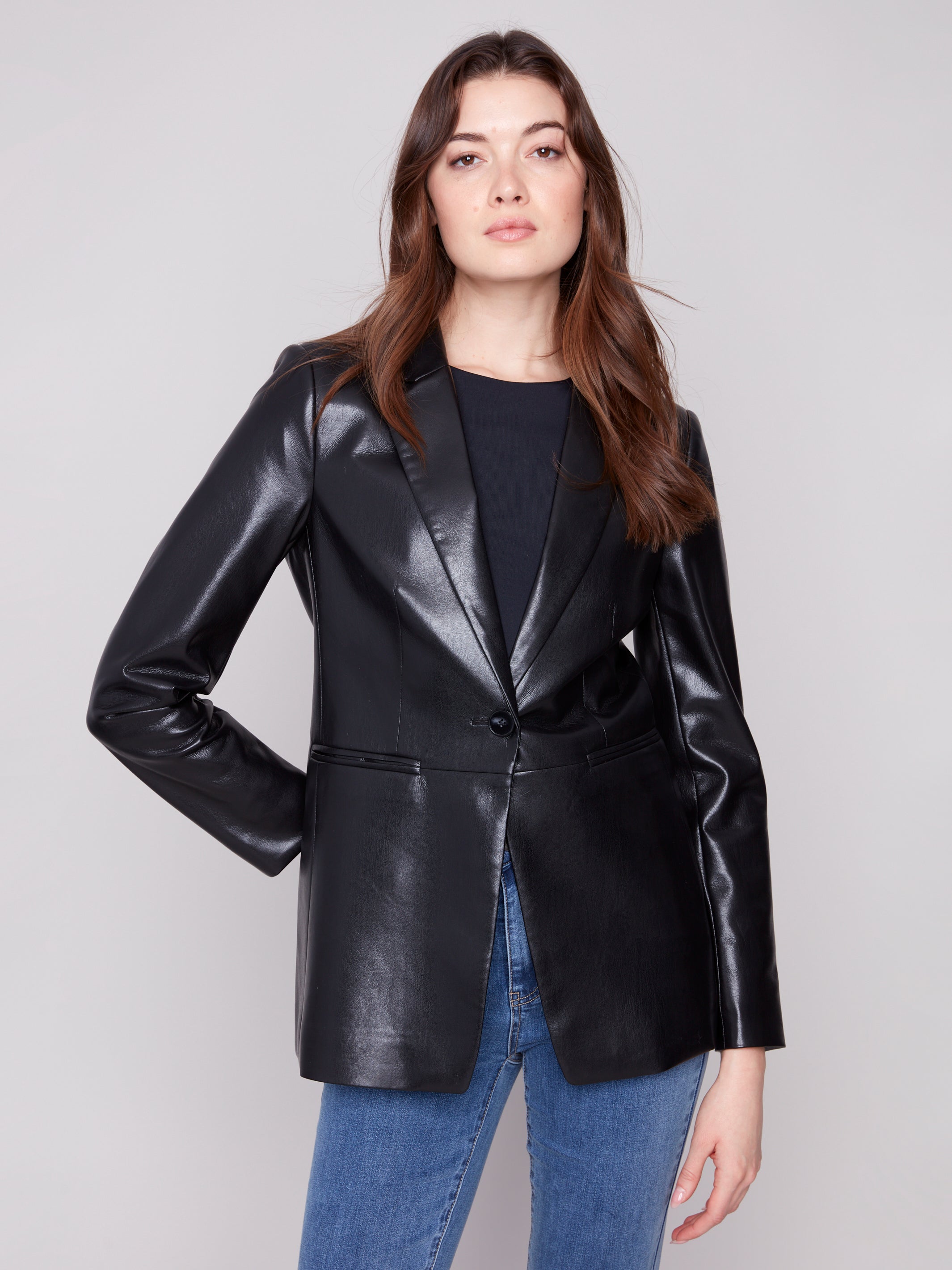 Faux Leather Blazer C6387/375C