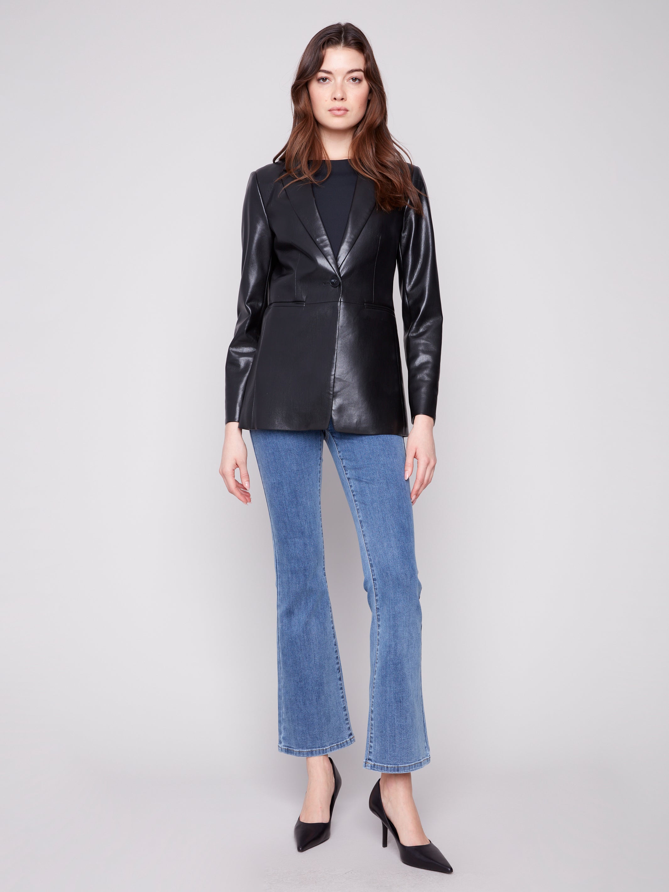 Faux Leather Blazer C6387/375C
