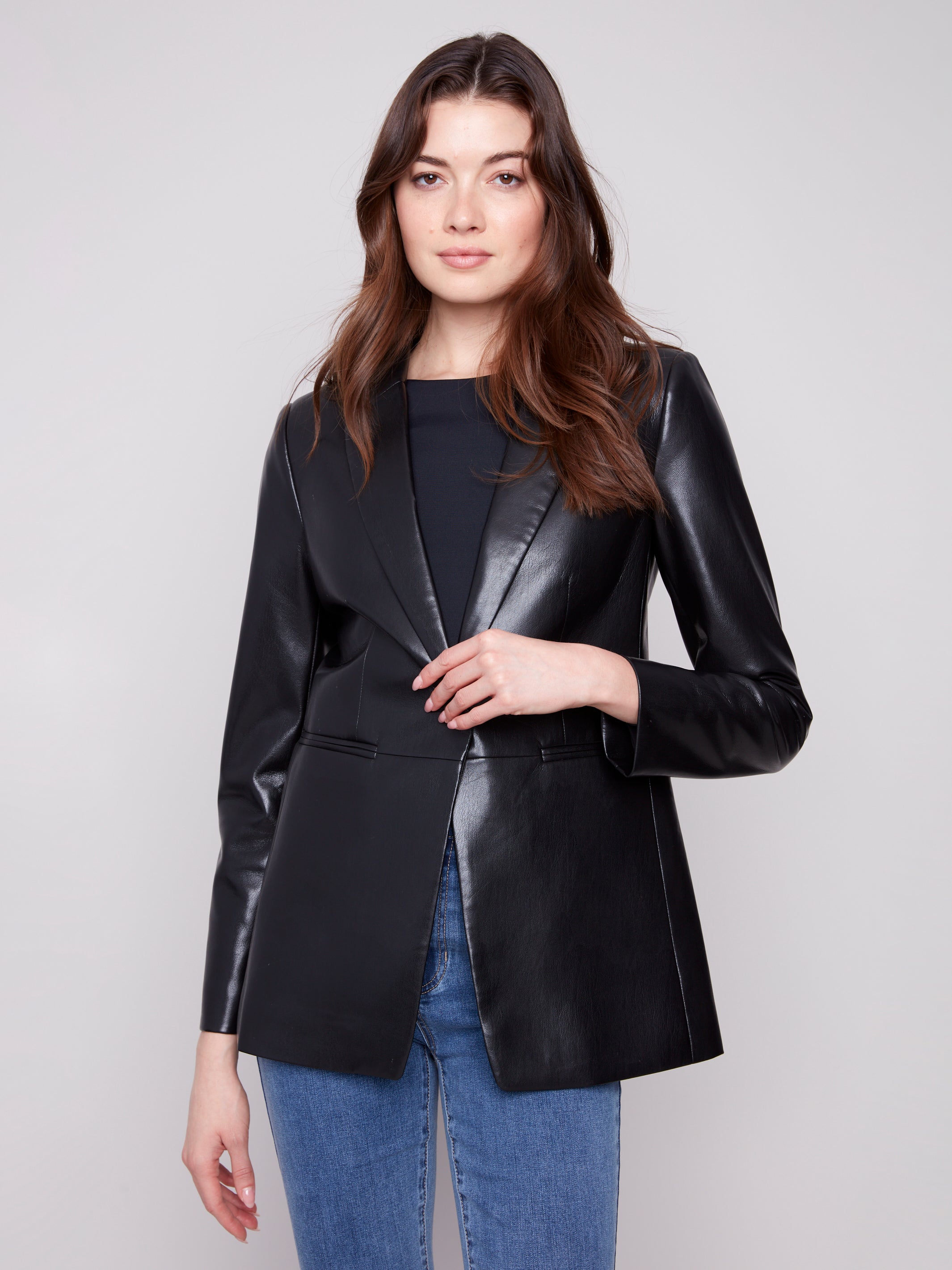 Faux Leather Blazer C6387/375C