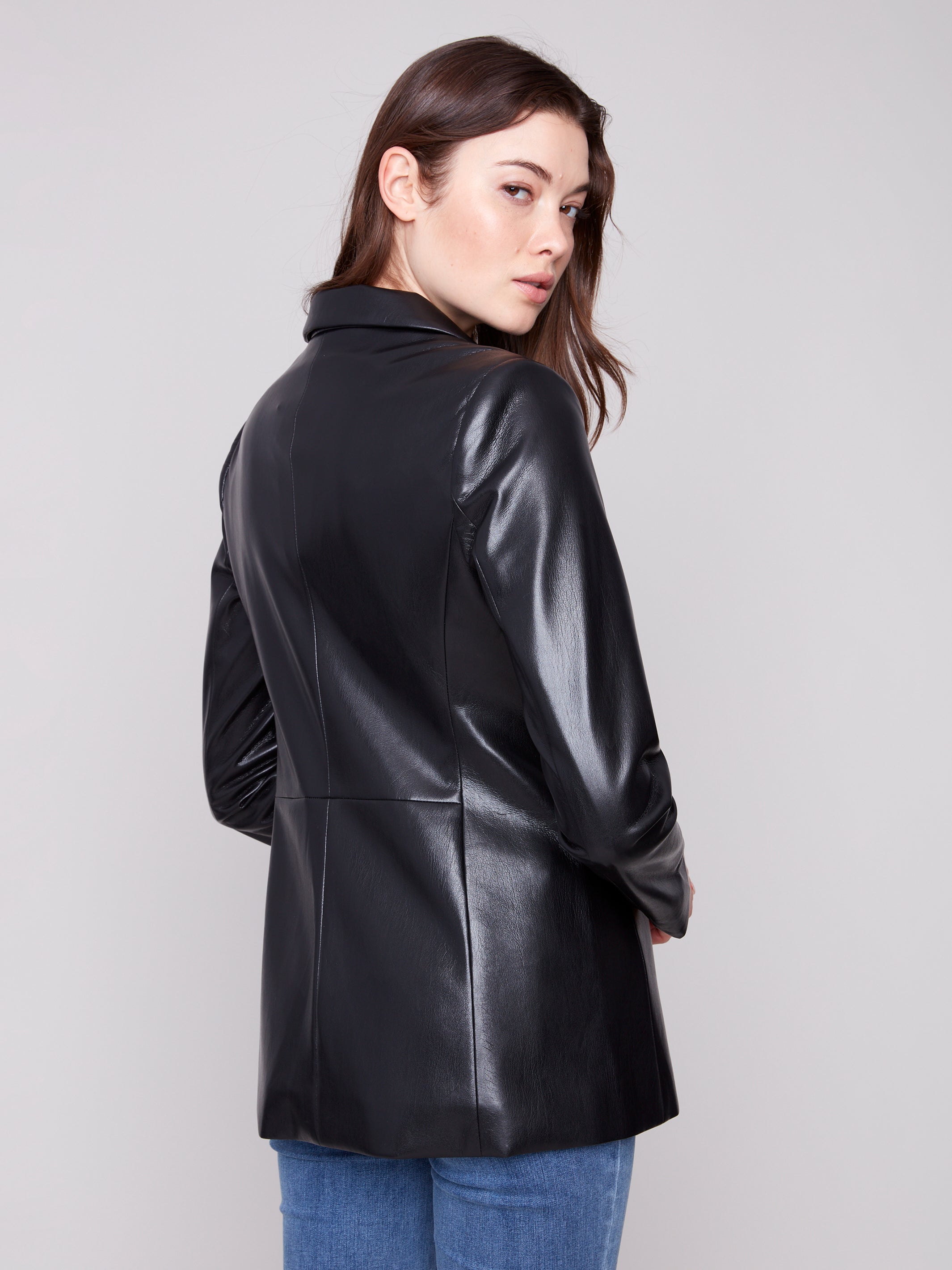 Faux Leather Blazer C6387/375C