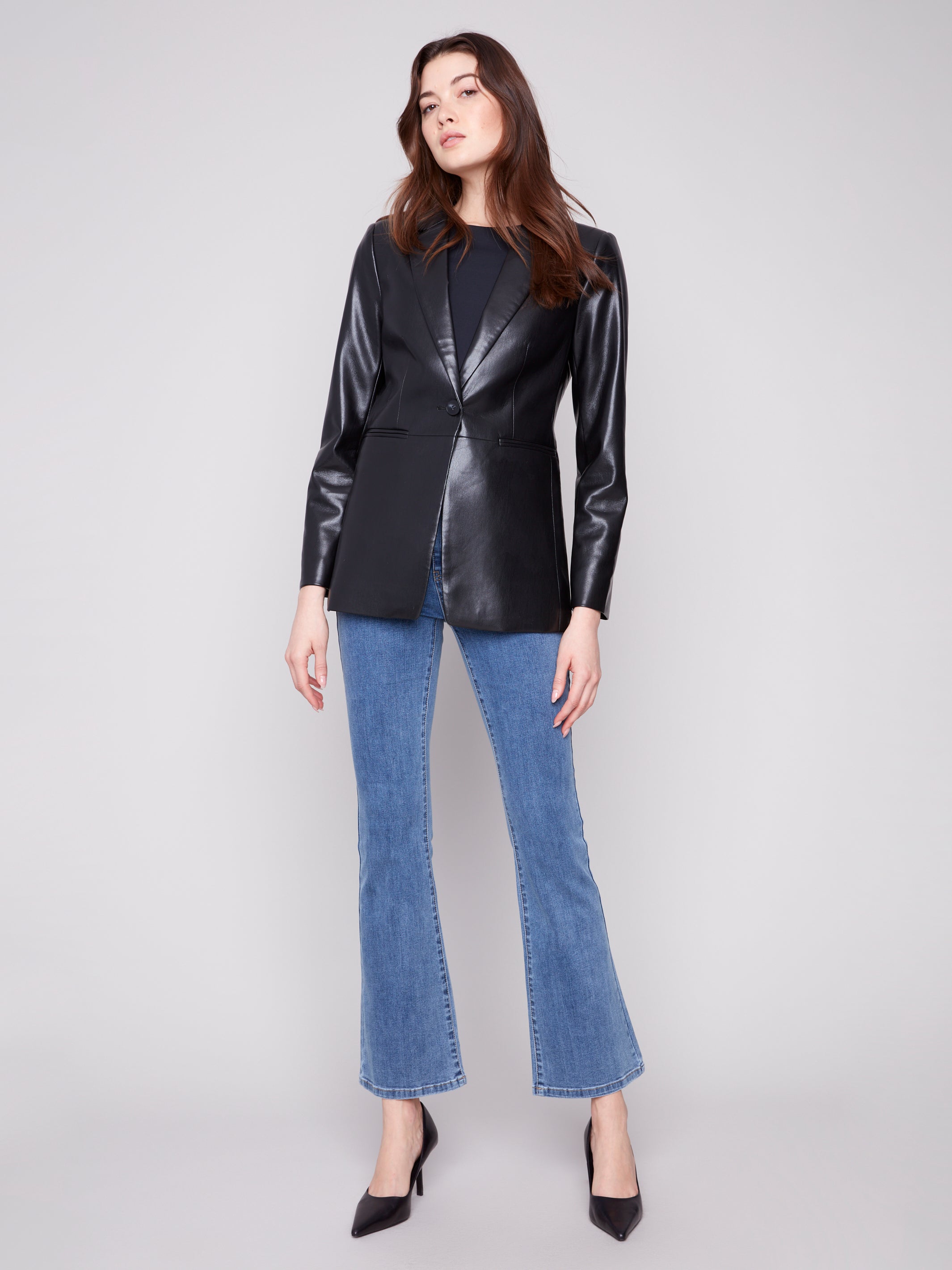 Faux Leather Blazer C6387/375C