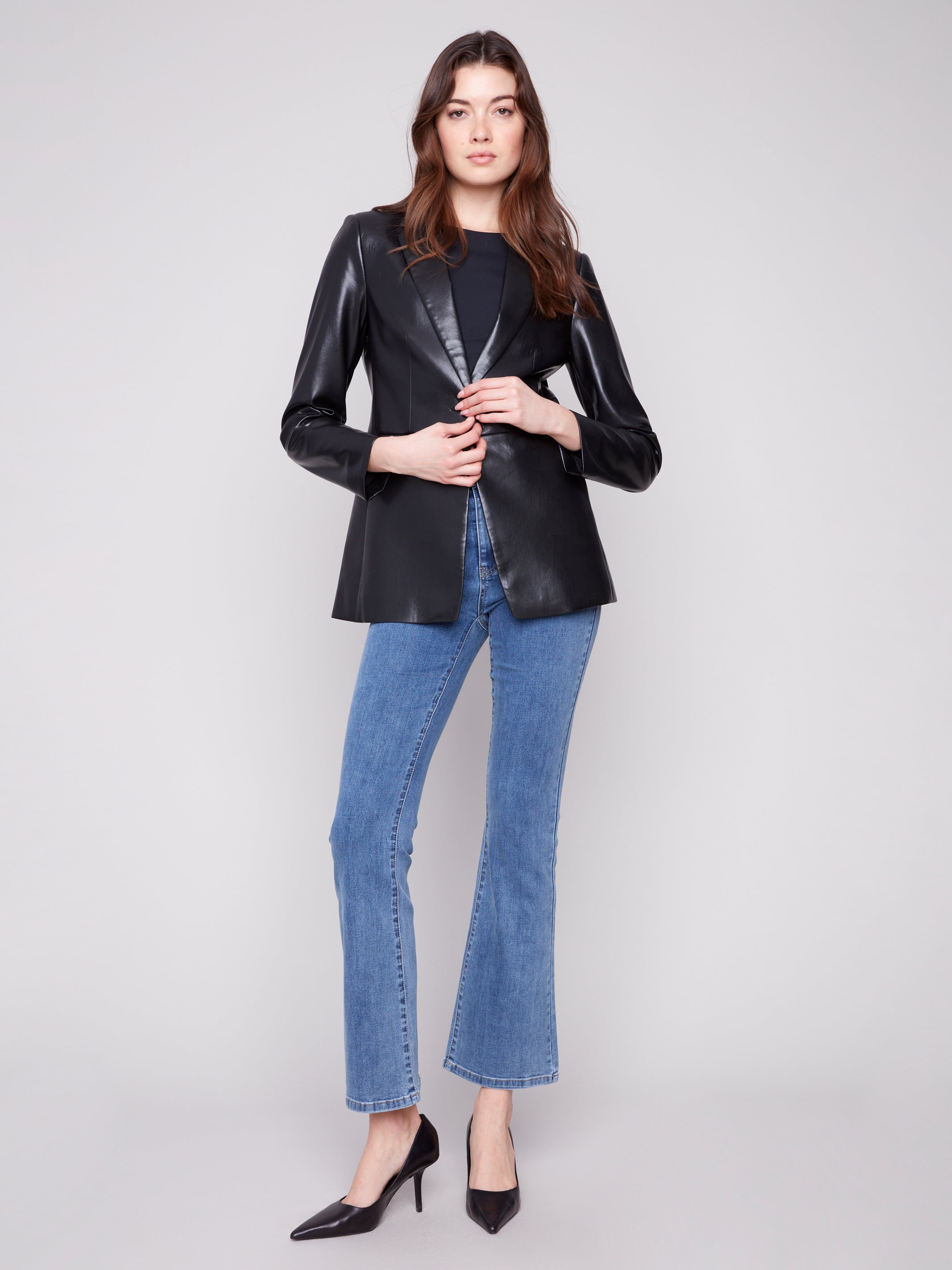 Faux Leather Blazer C6387/375C
