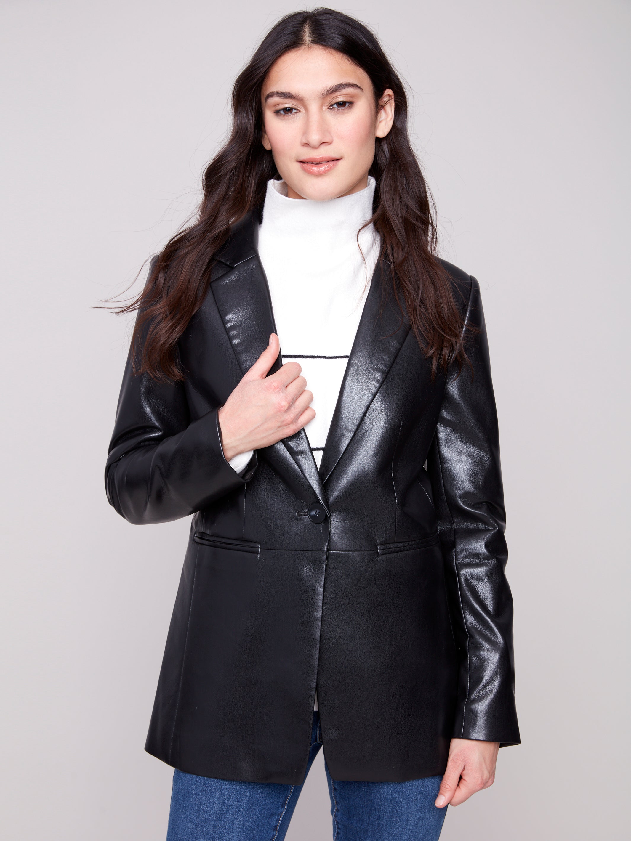 Faux Leather Blazer C6387/375C