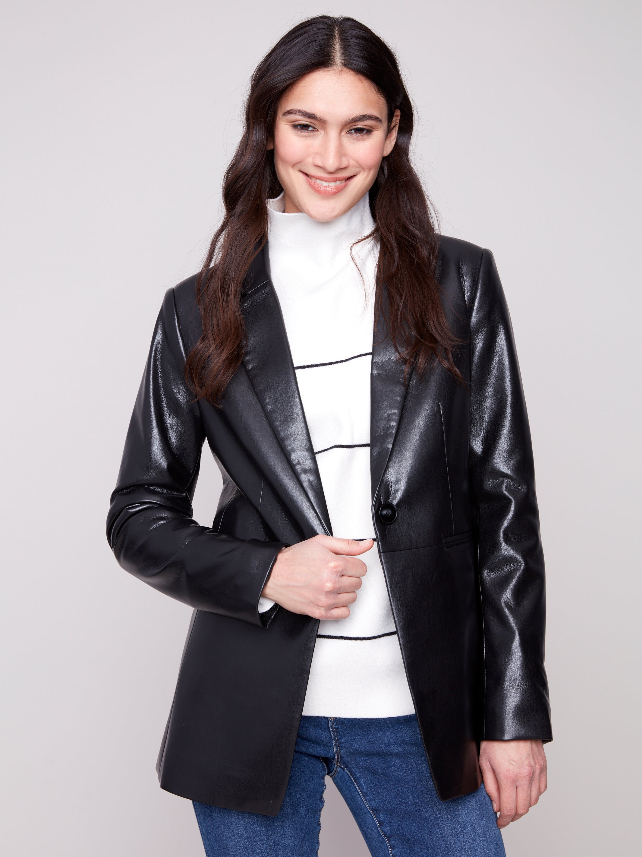 Faux Leather Blazer C6387/375C