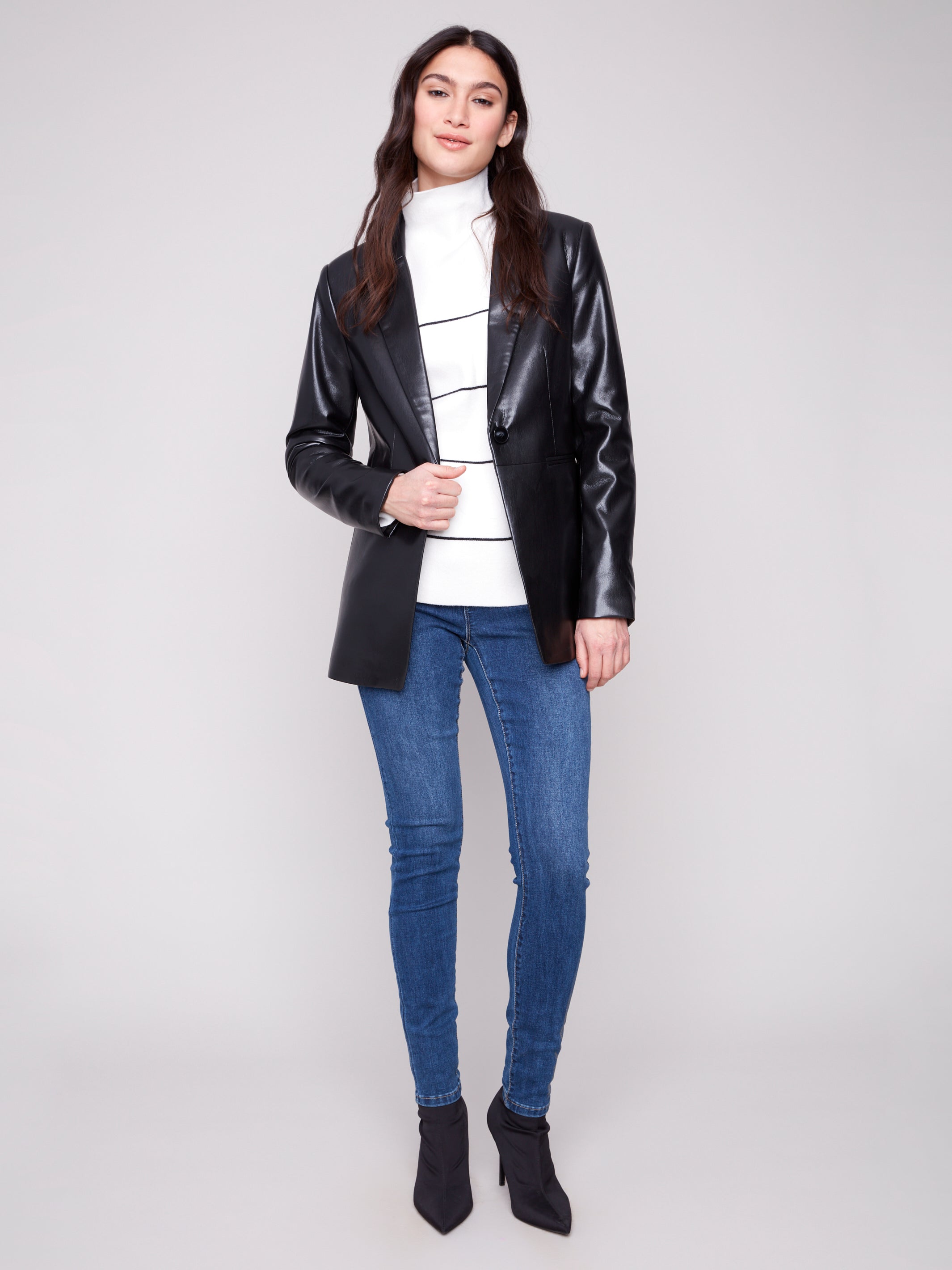 Faux Leather Blazer C6387/375C