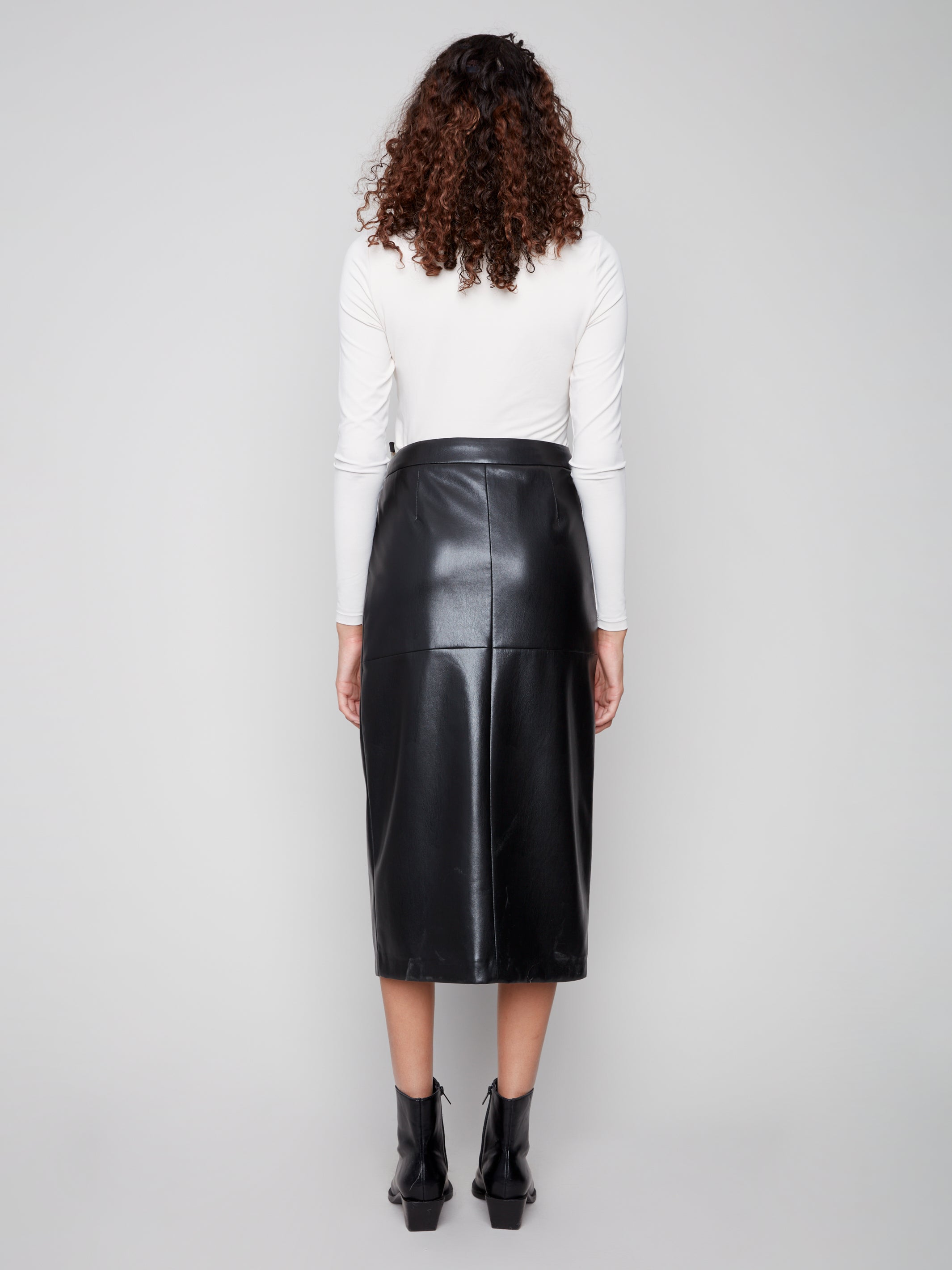 Faux Leather Midi Skirt C7087/375C Black 14