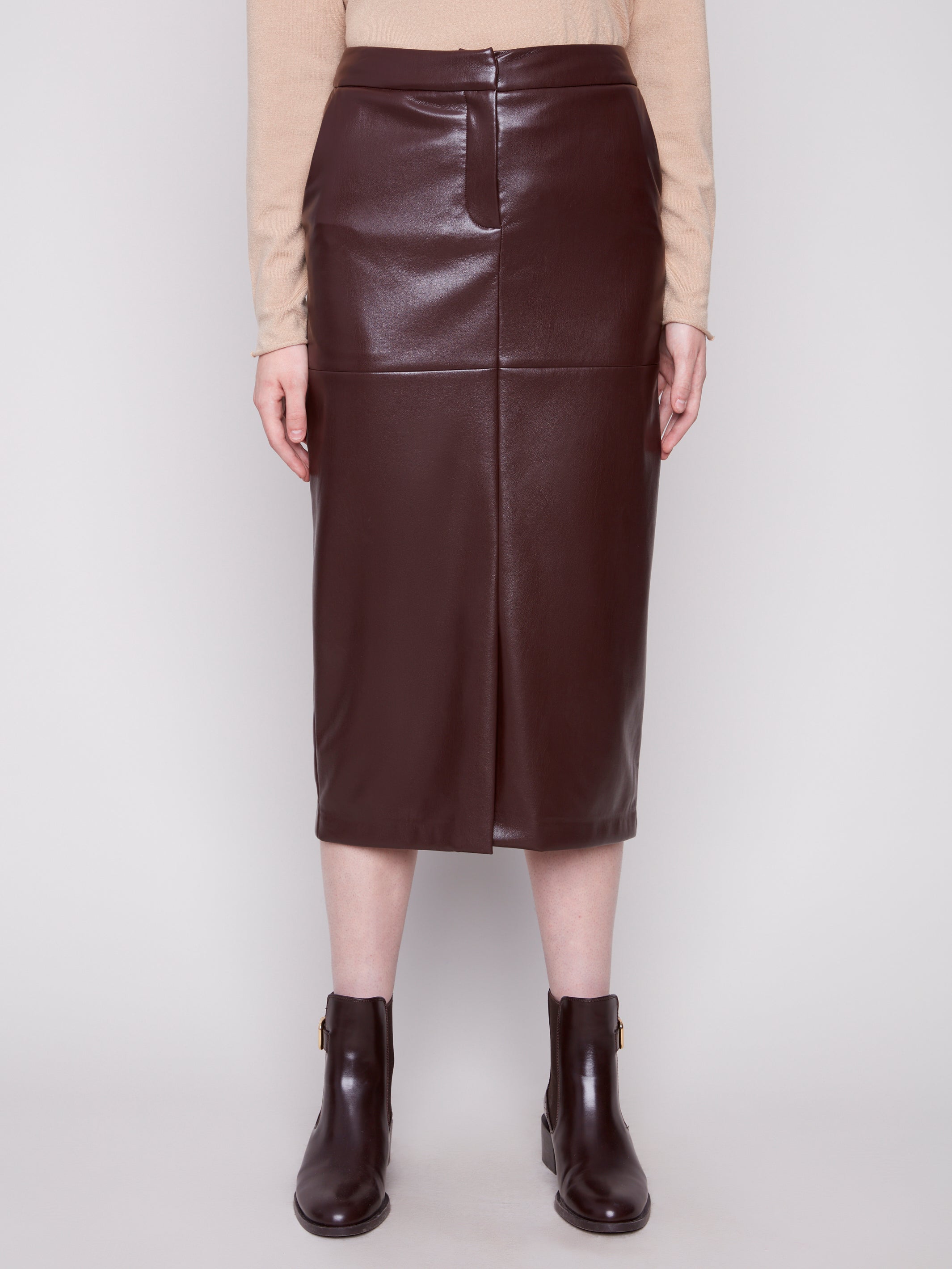 Faux Leather Midi Skirt C7087/375C Black 14