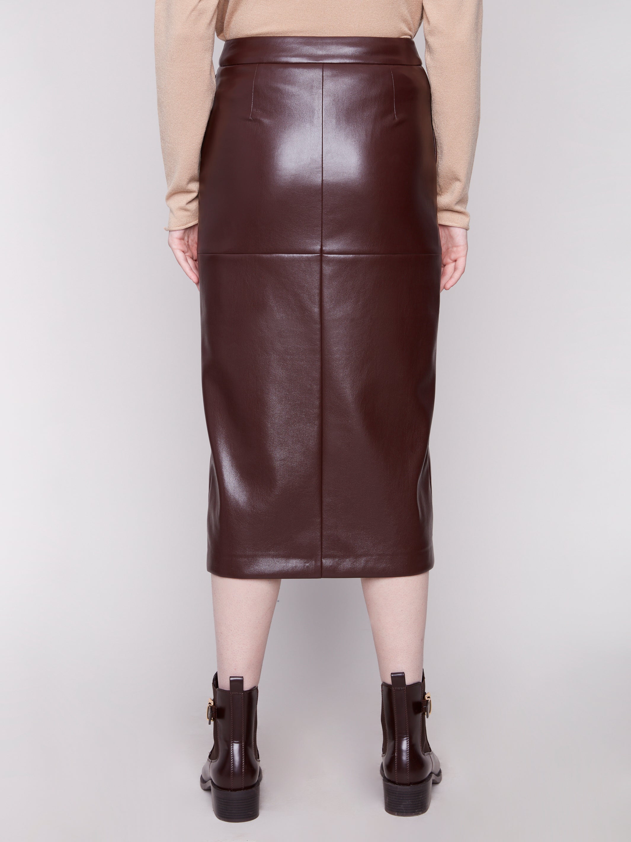 Faux Leather Midi Skirt C7087/375C Black 14