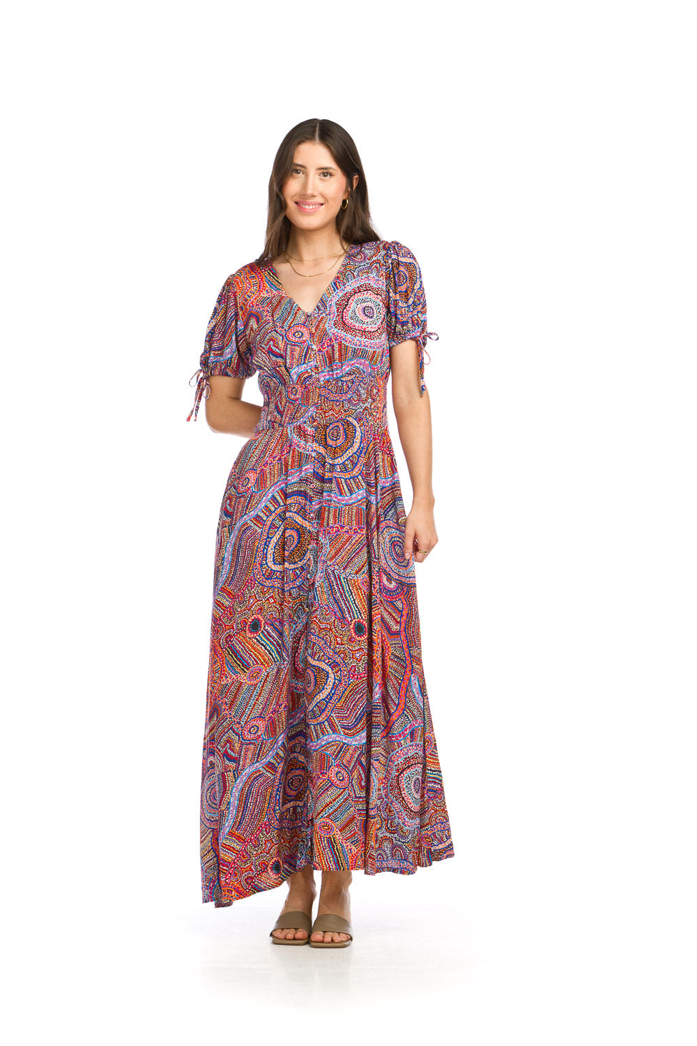 Ditsy Geo Button Front Maxi Dress PD-16512