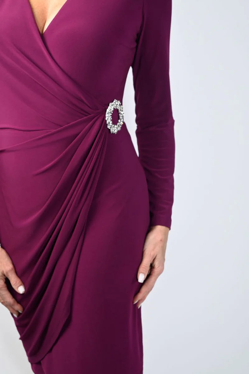 Broach Detail Wrap Front Dress 239015