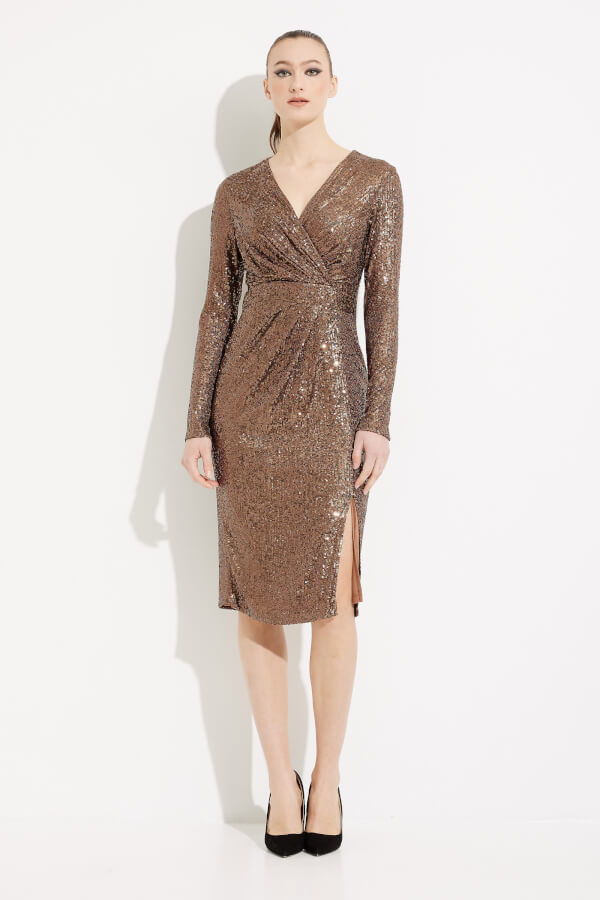 Shimmer Wrap Front Dress 233751