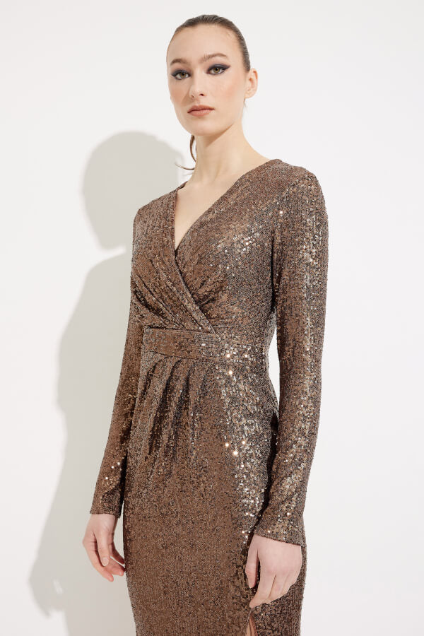 Shimmer Wrap Front Dress 233751