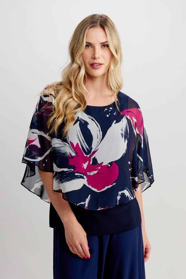 Draped Chiffon Poncho Top Style 248100