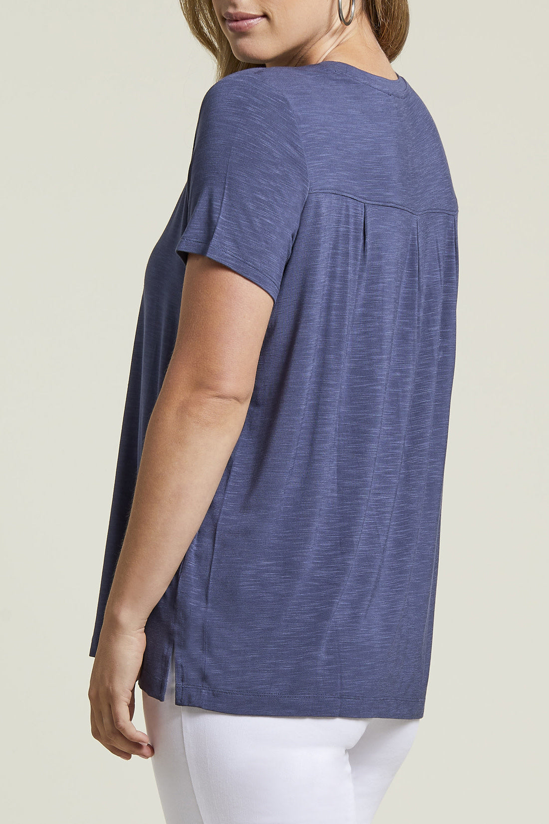 Scoop Neck Top With Back Pleats 1283O