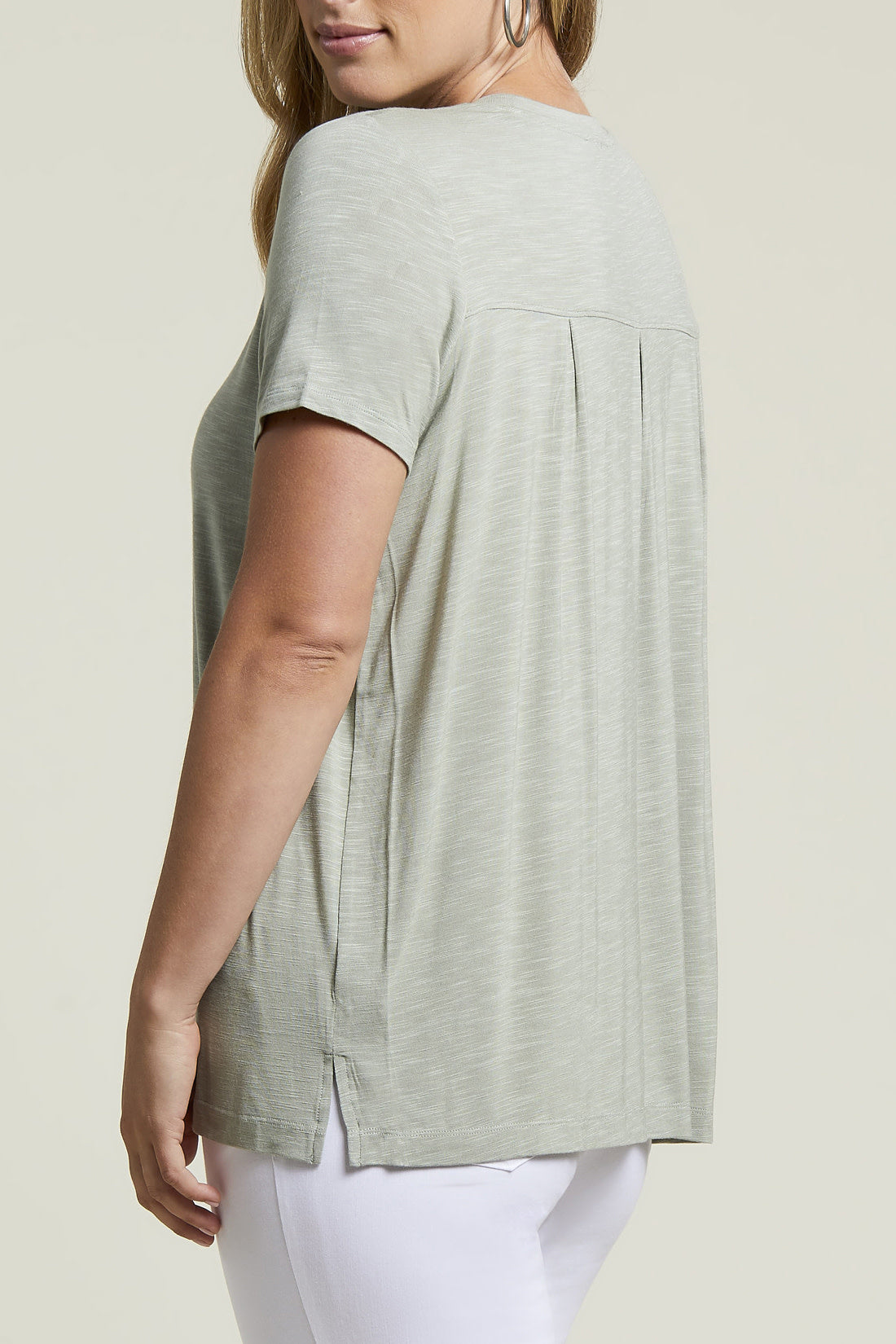 Scoop Neck Top With Back Pleats 1283O
