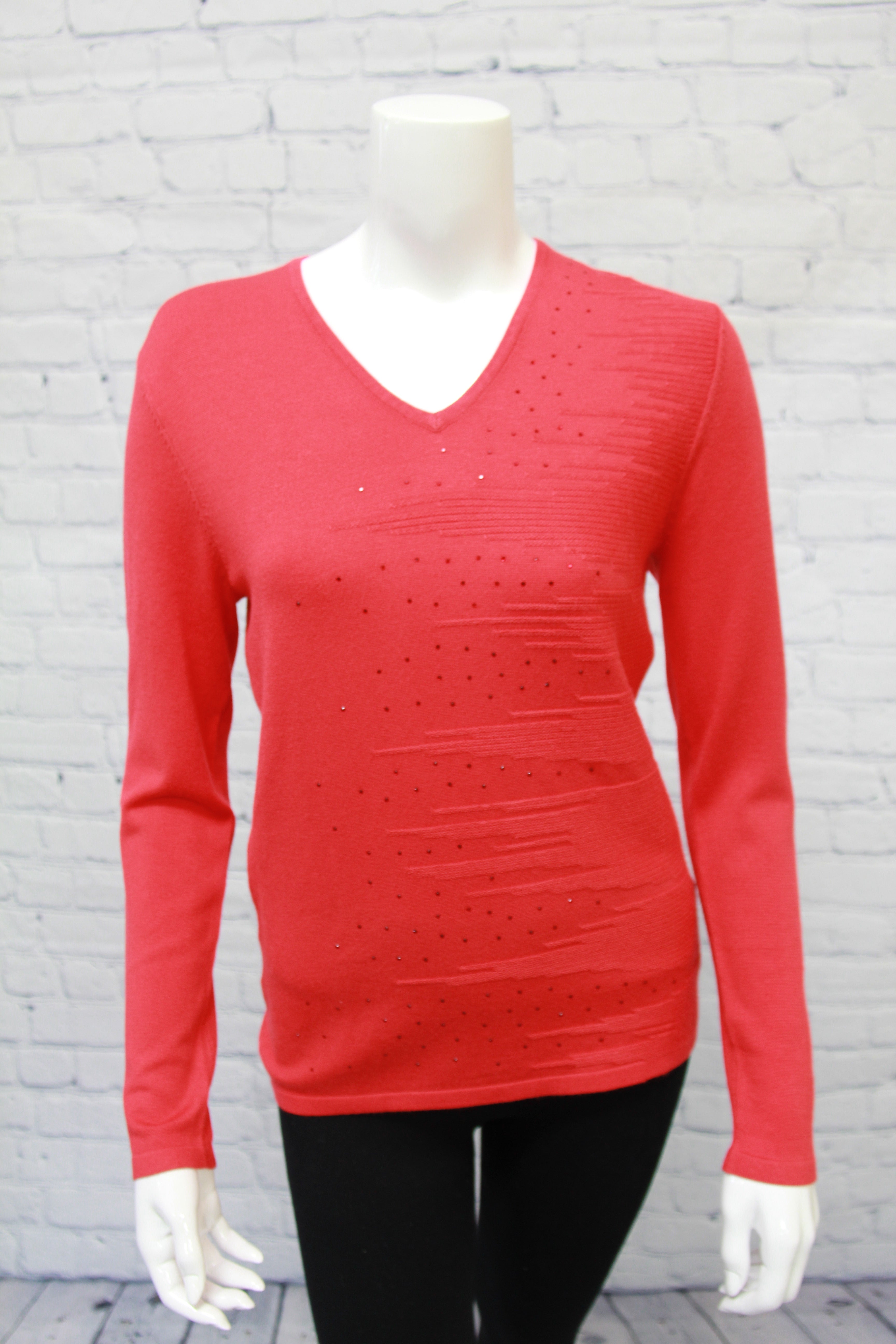 V-Neck Sweater Sequins Red