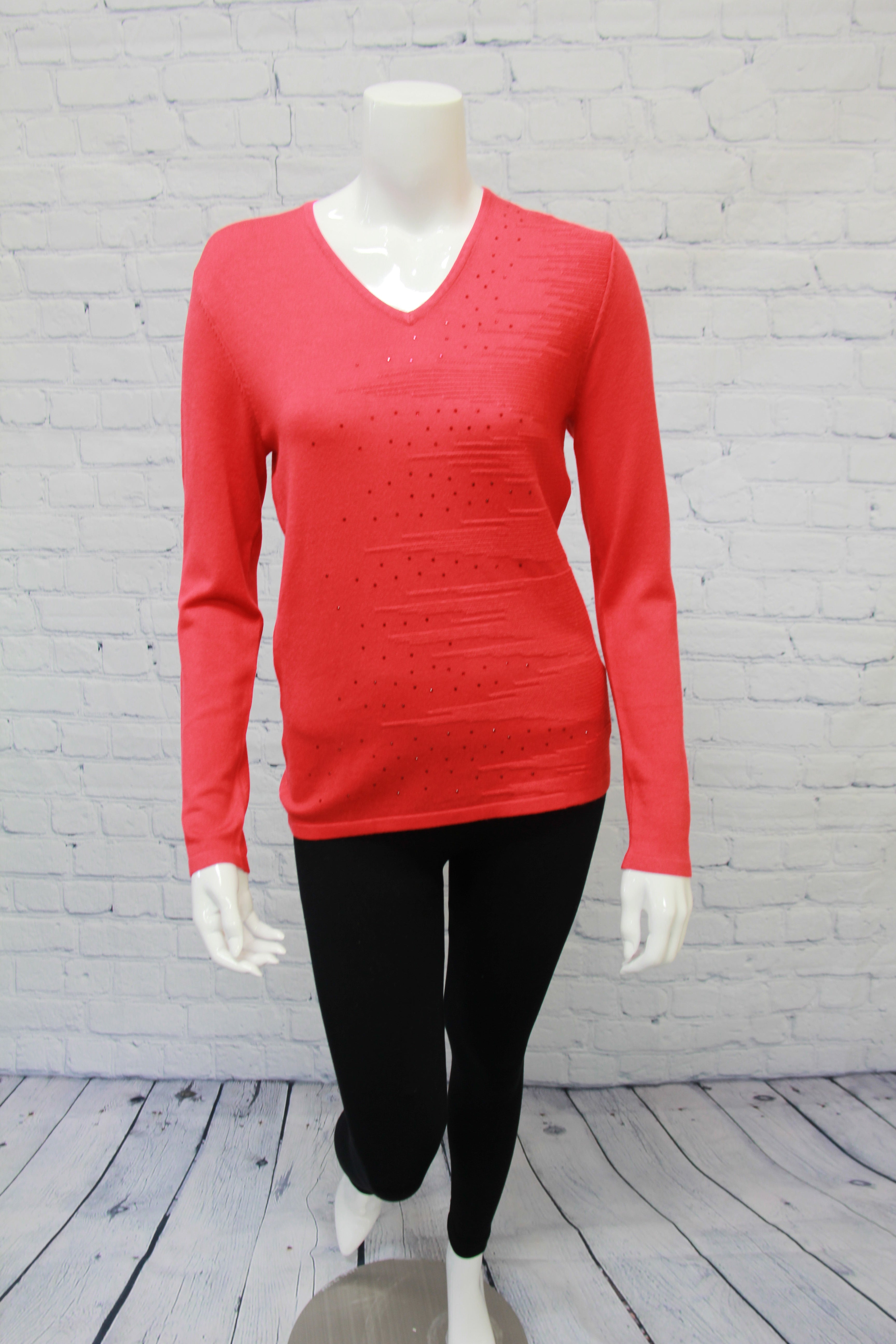 V-Neck Sweater Sequins Red
