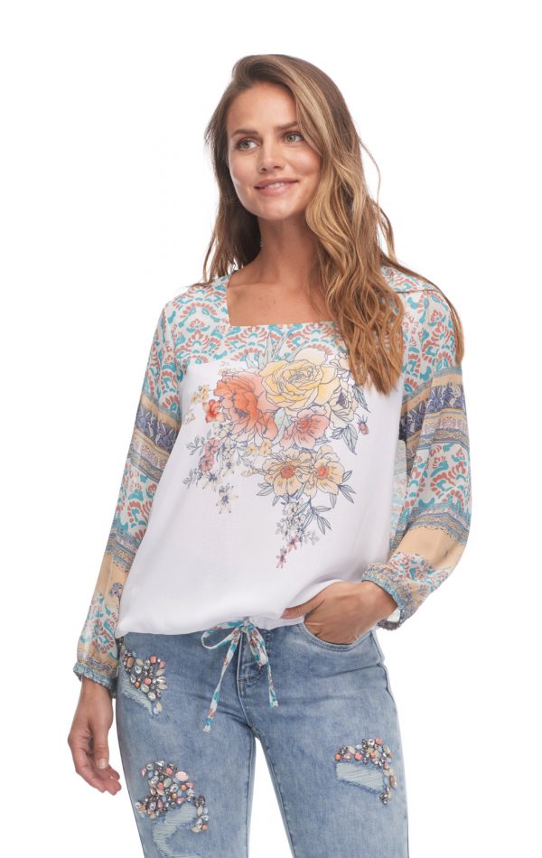 Pretty Print-Mix 7/8 Sleeve Blouse