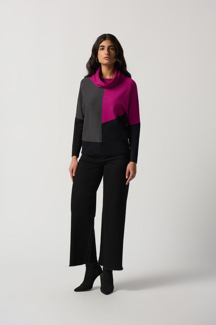 Colour-Block Cowl Neck Sweater 233954