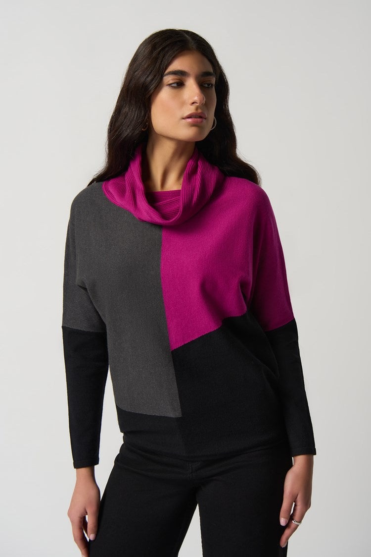 Colour-Block Cowl Neck Sweater 233954