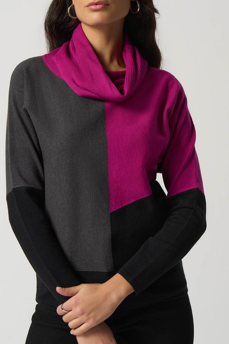 Colour-Block Cowl Neck Sweater 233954