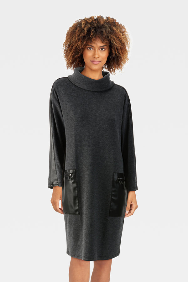 Funnel Neck Sweater Dress 233262