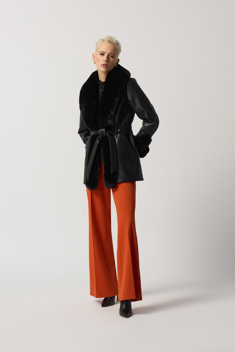 Leatherette Coat With Faux Fur 233927