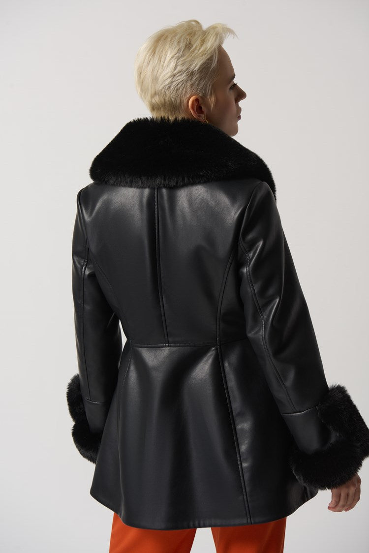 Leatherette Coat With Faux Fur 233927