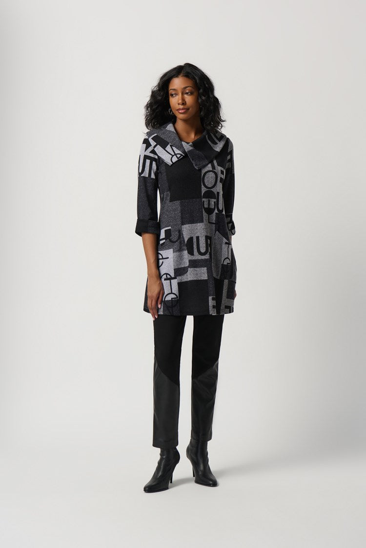Wording Print Sweater Knit Tunic 234226