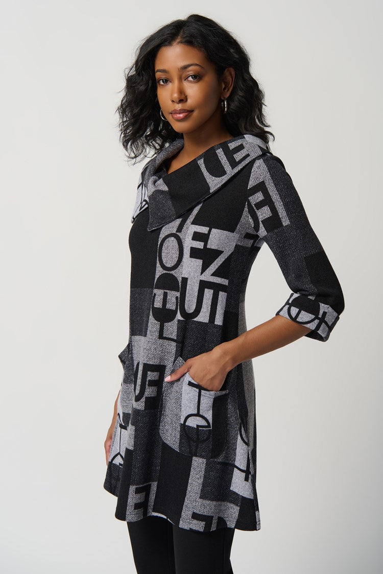 Wording Print Sweater Knit Tunic 234226