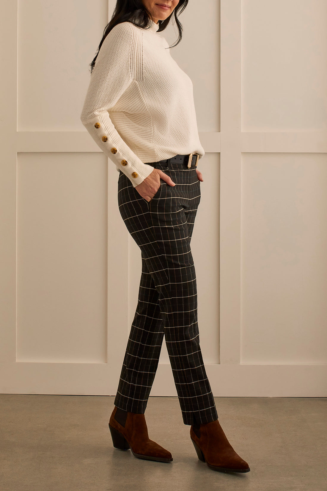 Pull on Ankle Pant With Side Slits 1567O-3839