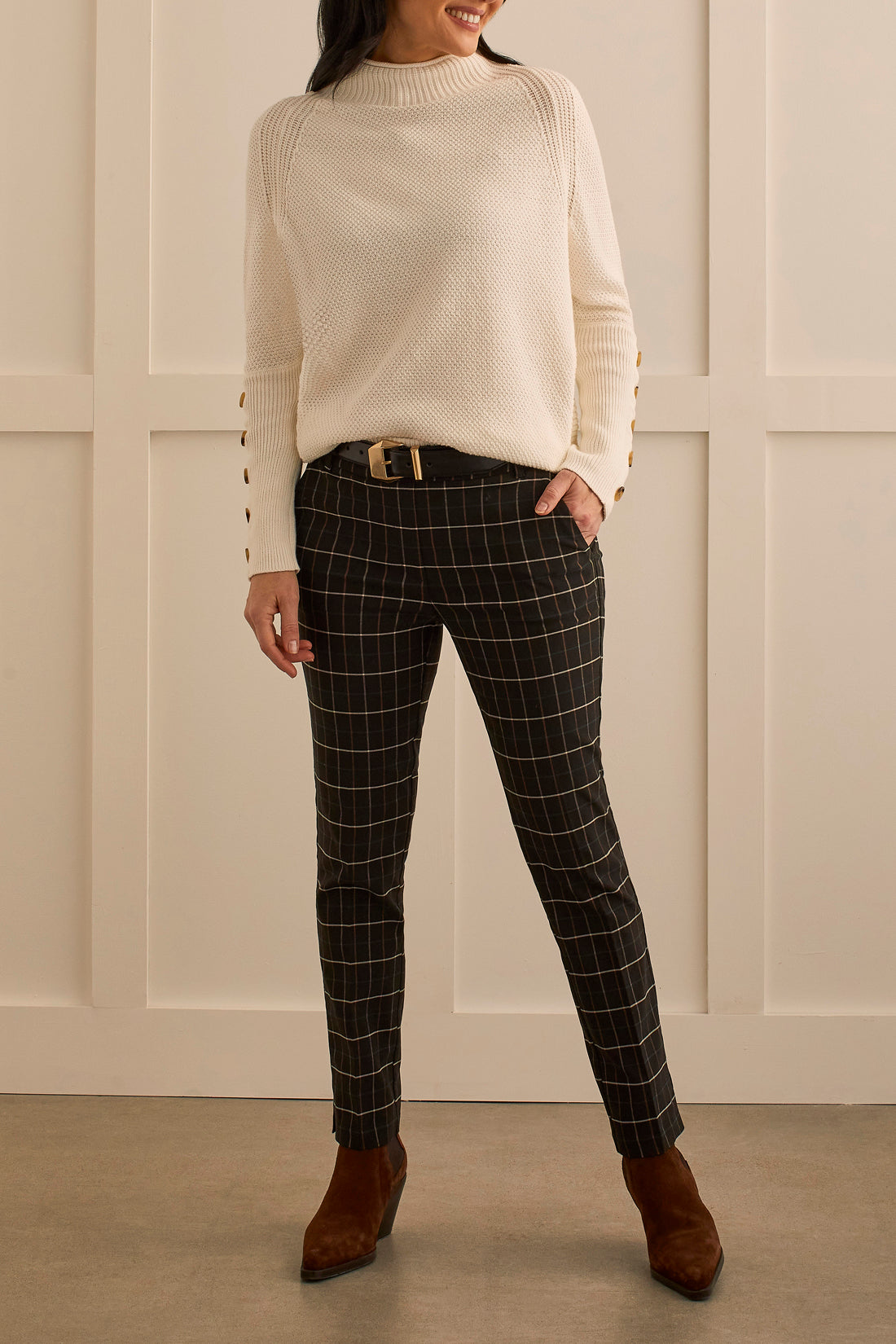 Pull on Ankle Pant With Side Slits 1567O-3839