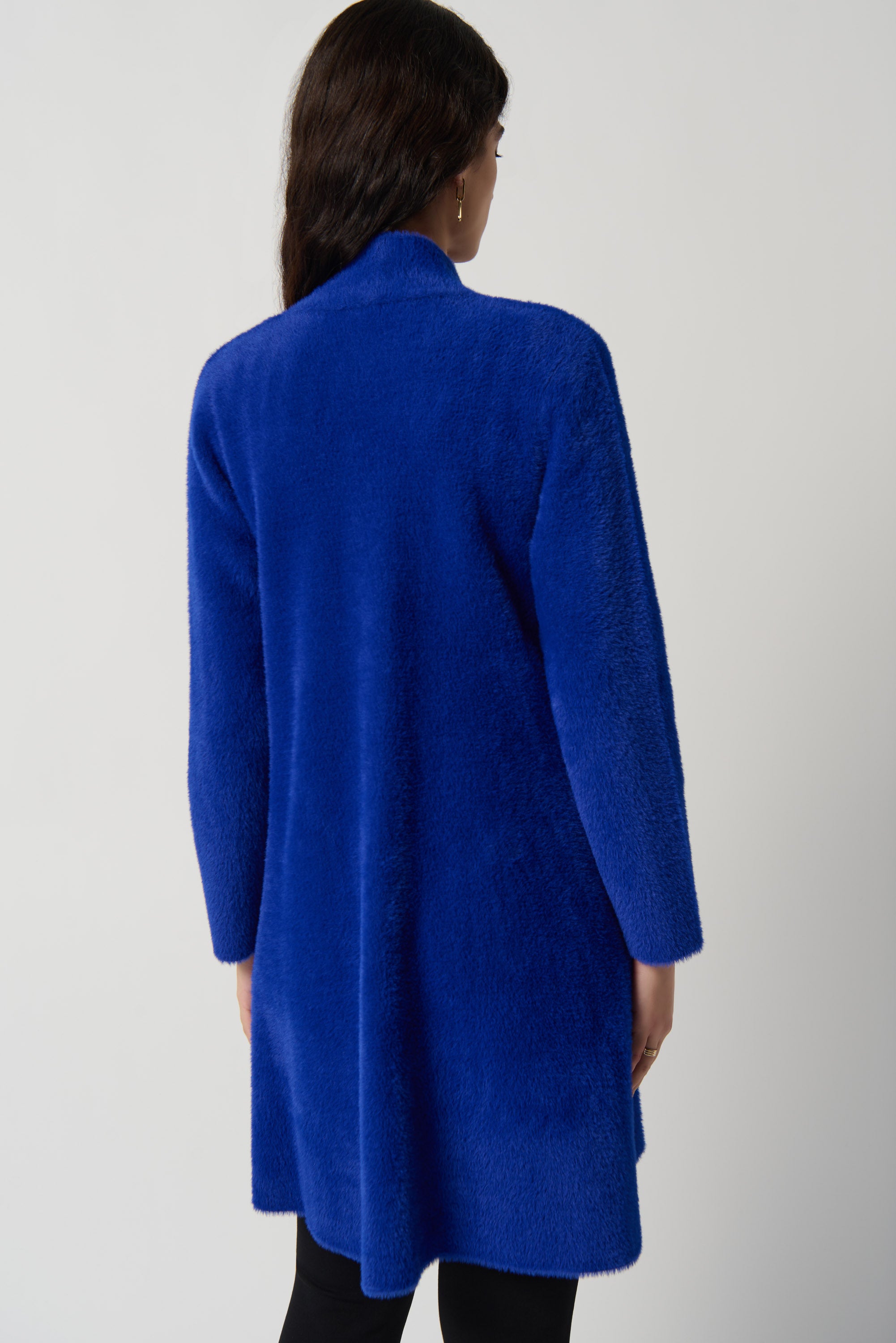 Royal Sapphire Feather Yarn Flared Coat Style 234906