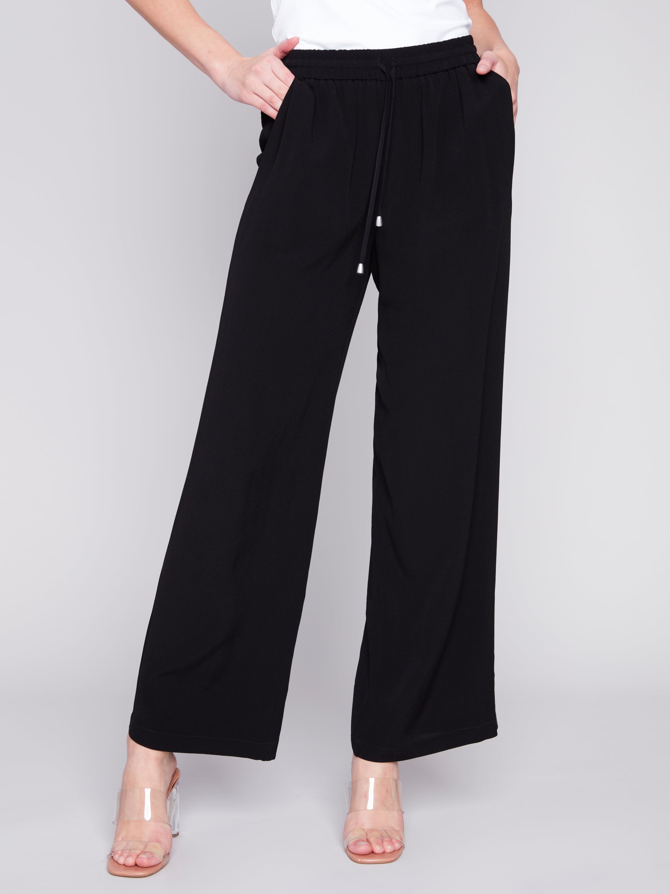 Solid Crepe Elastic Wasit Pull On Pant C5493/866B