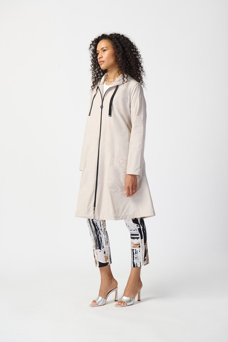 Memory Woven Hooded Trapeze Coat 241068