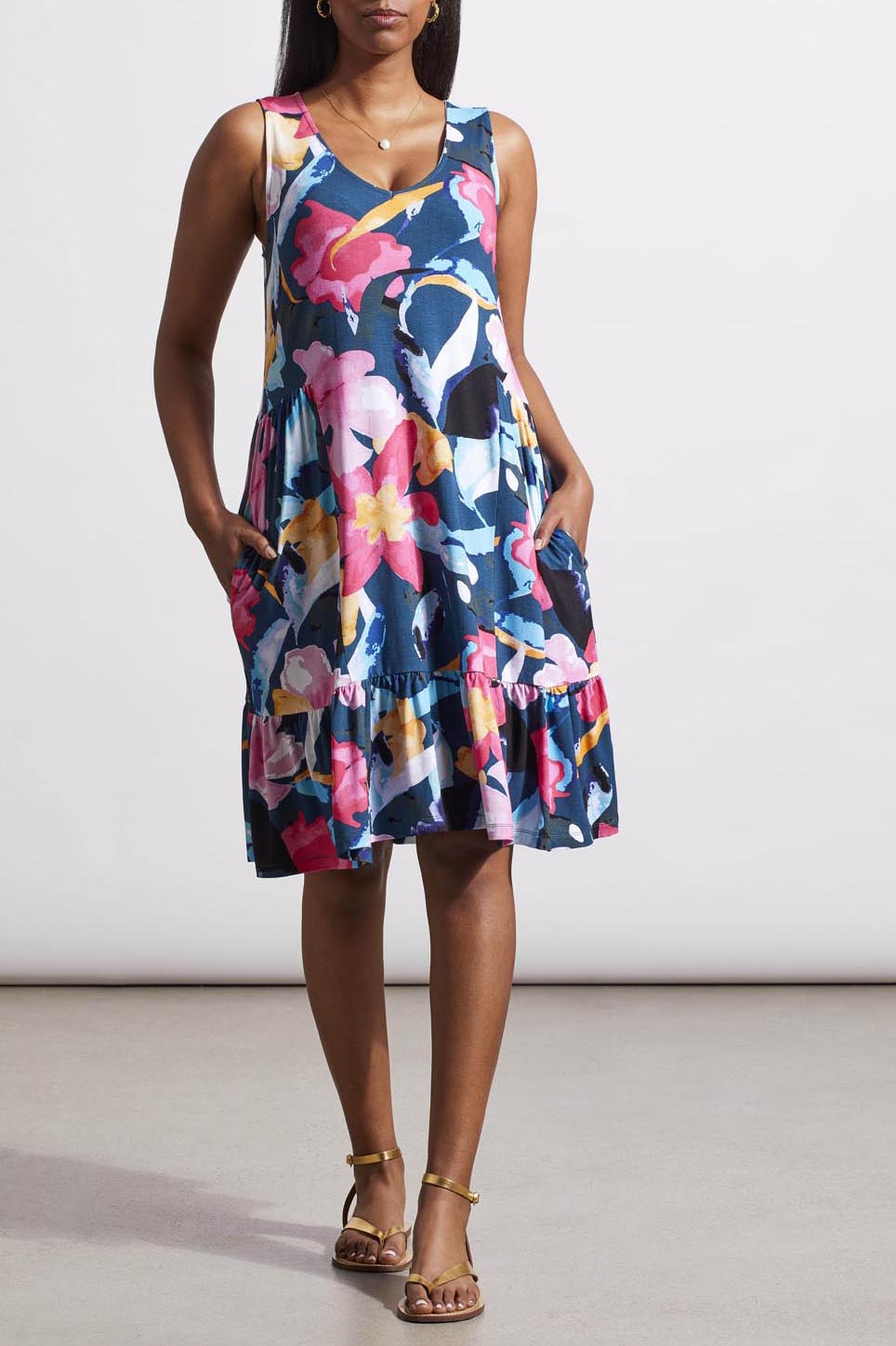 Sleeveless V Neck Dress 1340O-3457
