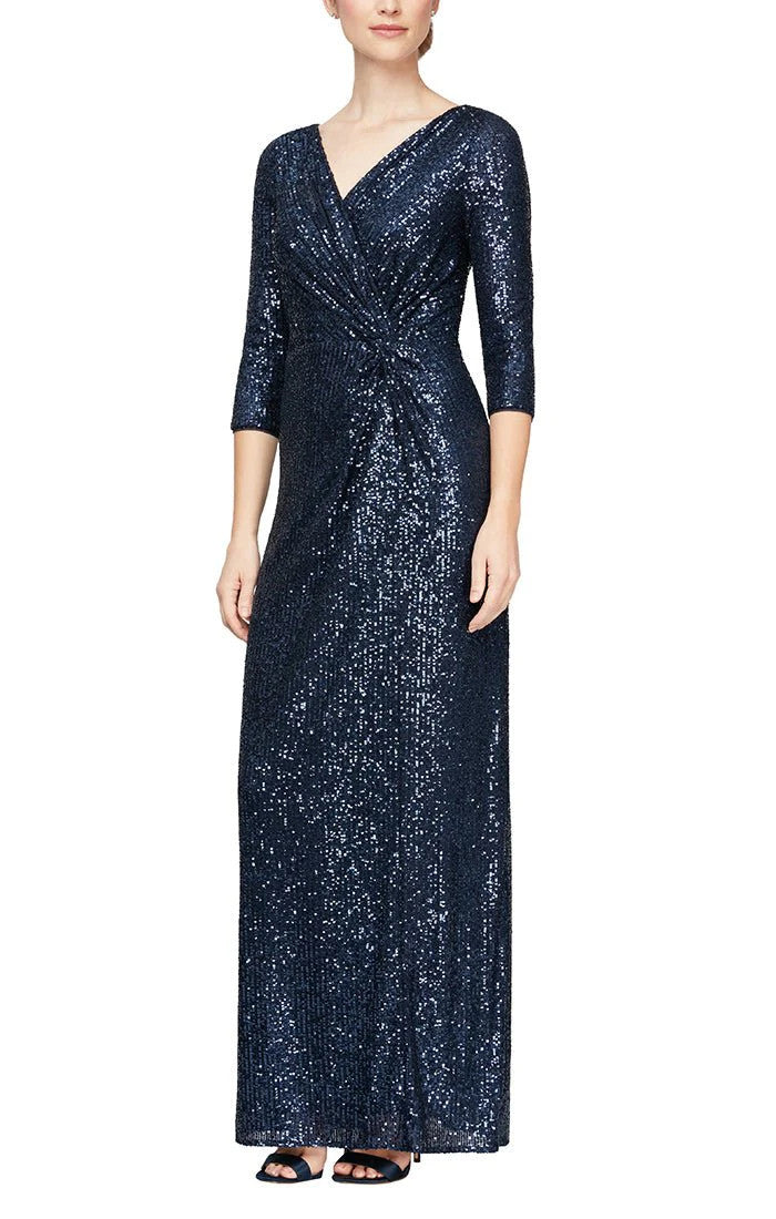 Sequin Gown With Knot Waist Detail 8196646