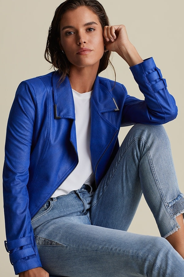 Faux Leather Moto Jacket Style 221913