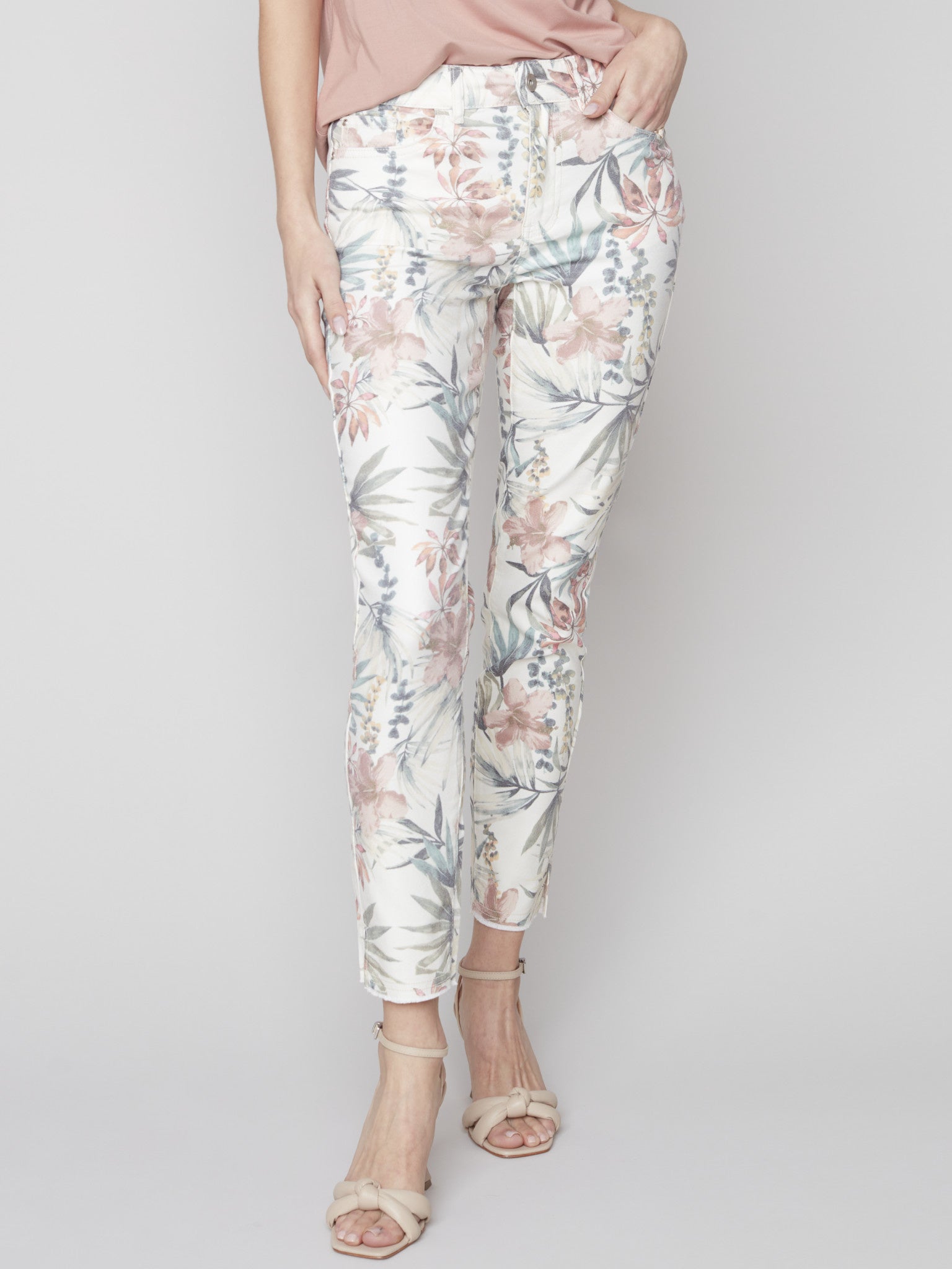 Printed Twill Split Hem Pants Style C5139