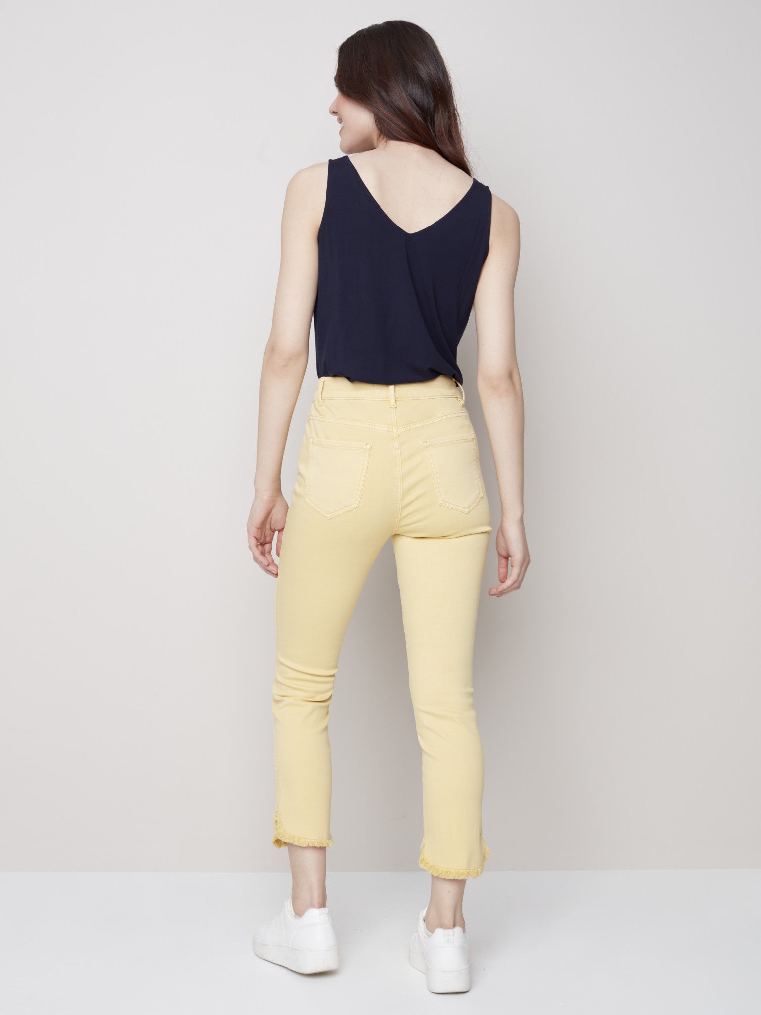 Denim Pant Wiht Tulip Frayed Leg Opening C5405