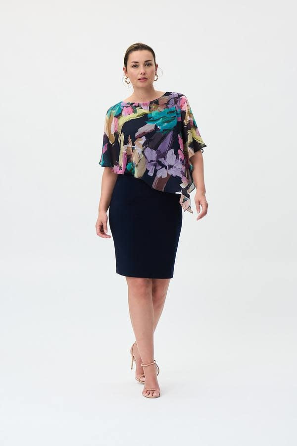 Floral Chiffon Overlay Dress Style 231755