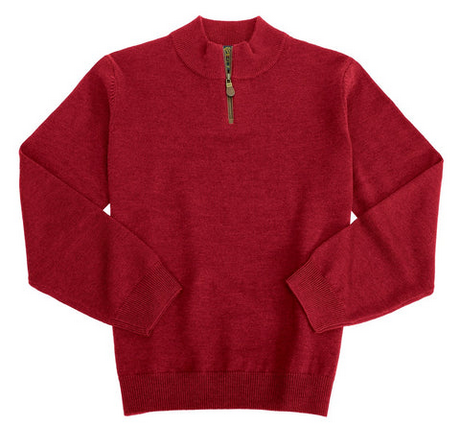 Leather Trimmed Baruffa Merino Wool 1/4 Zip Sweater