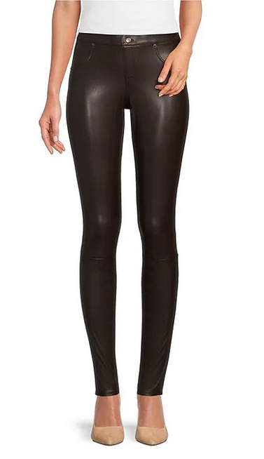 Leatherette Jeans Mid Rise Full Length Leggings 21253