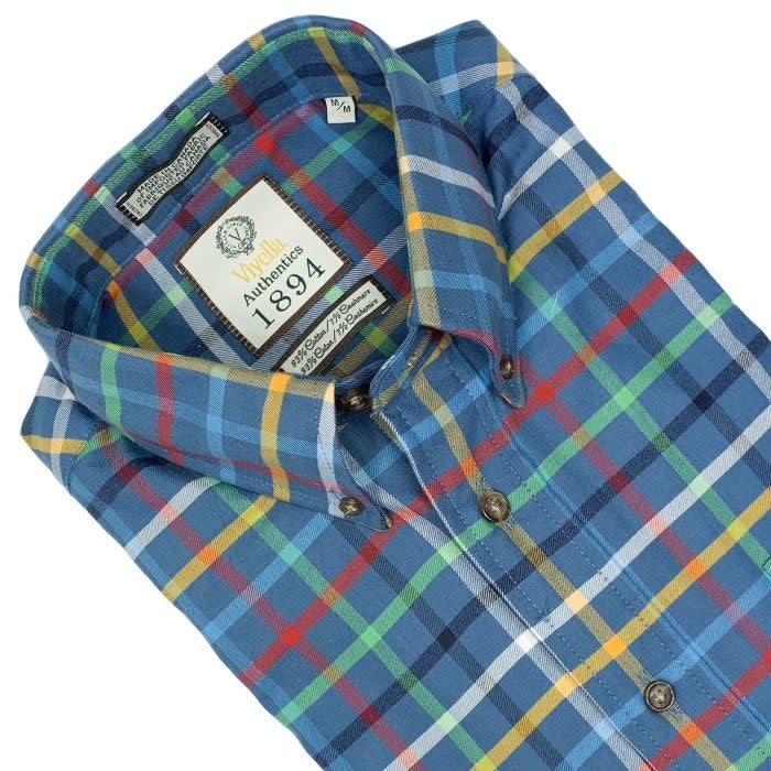 Limited Edition Cashmere Blend Viyella Sport Shirt - Blue Multi Check (559472-16)