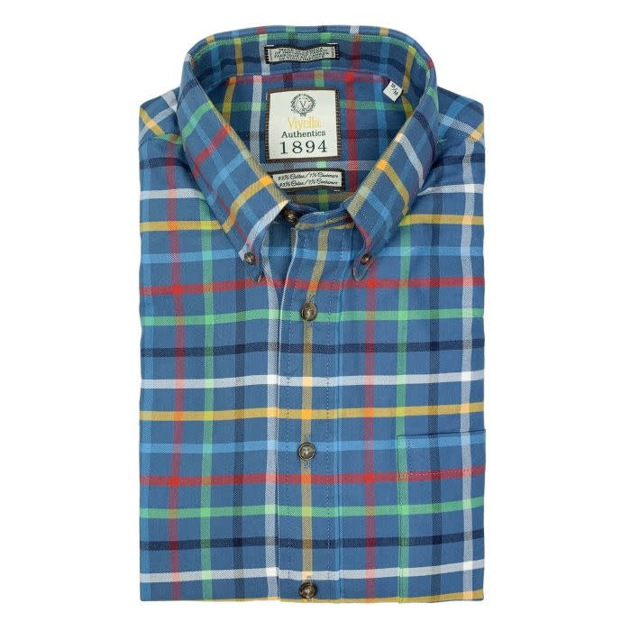Limited Edition Cashmere Blend Viyella Sport Shirt - Blue Multi Check (559472-16)